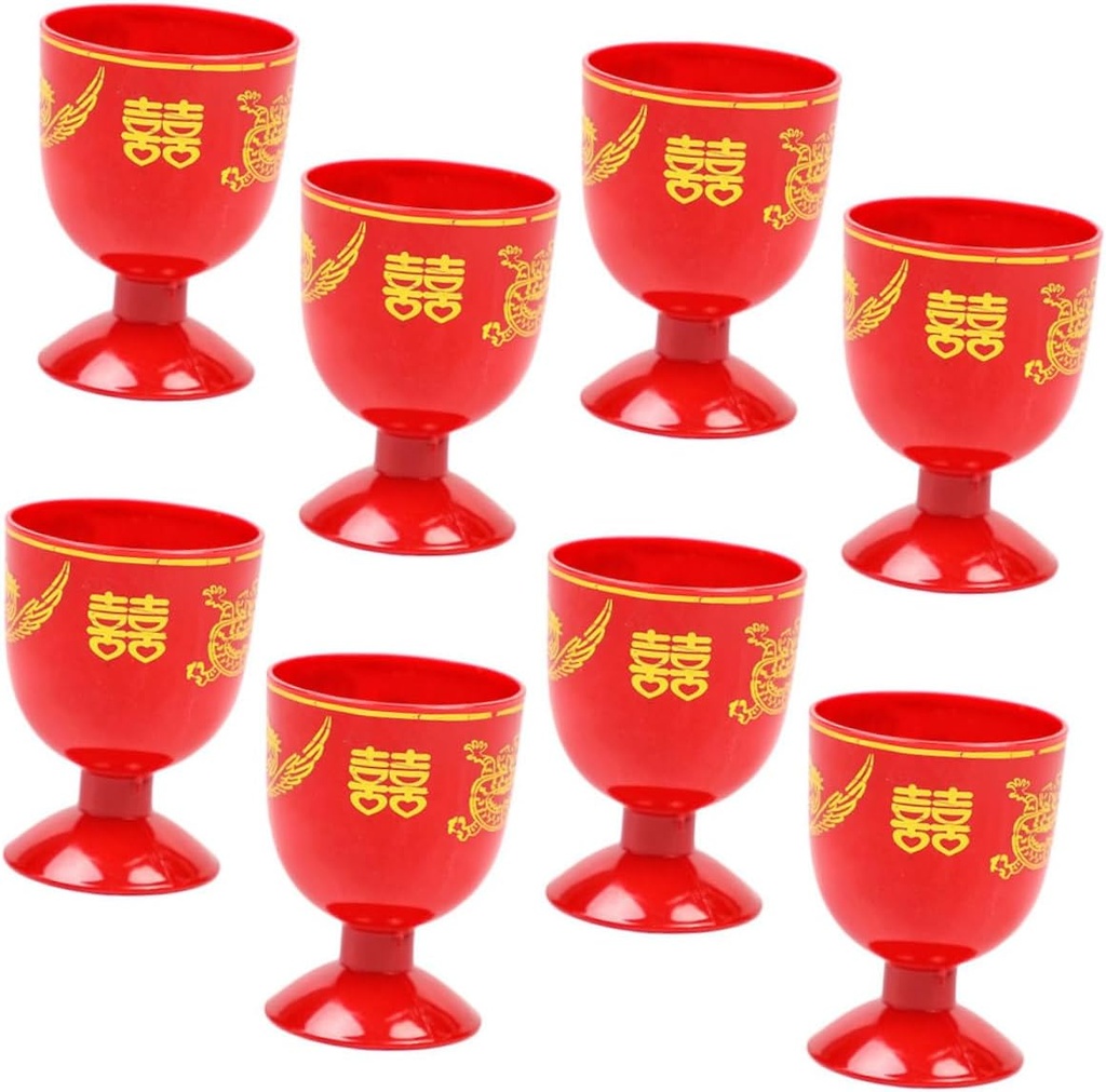 PRETYZOOM 8pcs Chinese Wedding Retro Wine Cups Festive Mini Goblet for Home Decor Elegant High-end Drinking Glasses for Weddings and Celebrations
