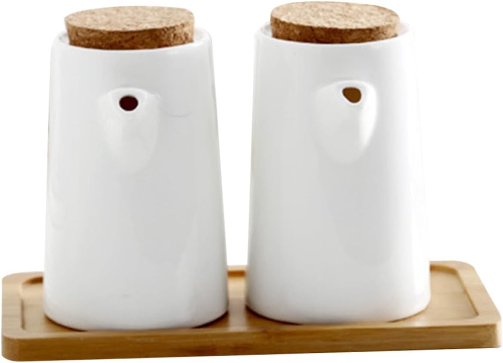 VICASKY Condiment Bottle with Tray Vinegar and Soy Sauce Dispensers for Kitchen Cooking Oil Cruets for Home Restaurant Buffet Use Stylish and Practical Dressing Containers