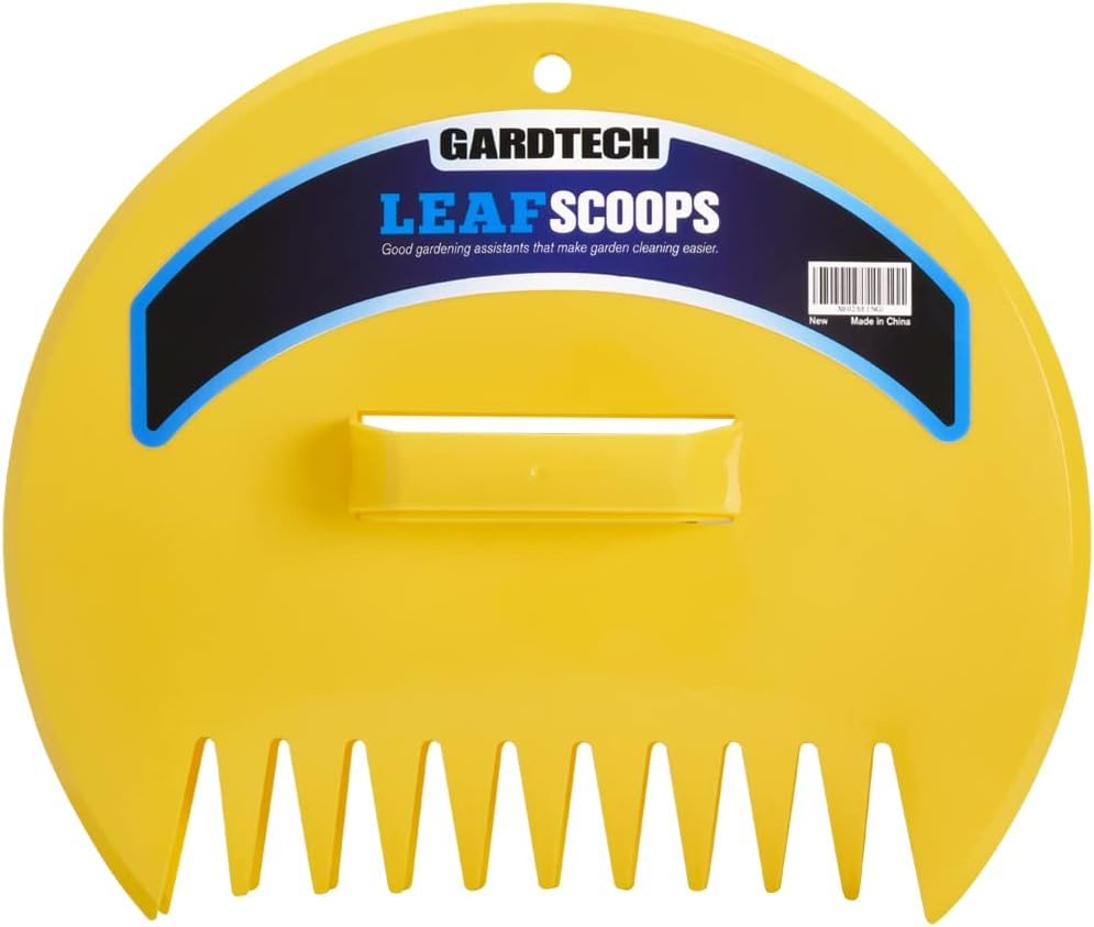 Gardtech 2 Pcs Yellow Leaf Scoops Hand Rakes Without Lawn Garbage Bags, Large Durable Ergonomic Leaf Scoops for Picking up Leaves, Grass Clippings, Fast & Easy Leaf and Lawn Grass Removal