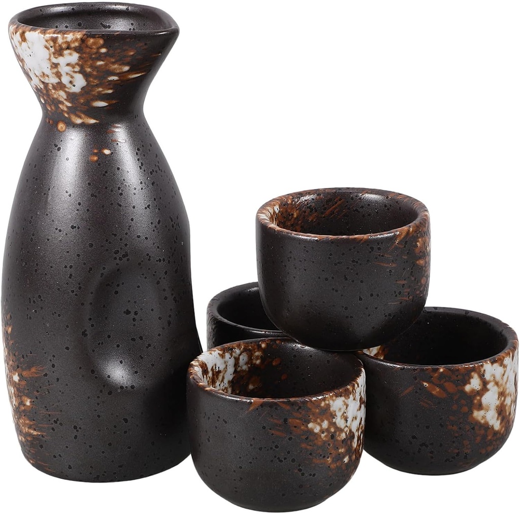 KICHOUSE Japanese Rice Wine Serving Set Ceramic Sake Pot Cups Warmer Elegant Decor