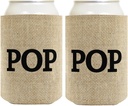 Father's Day Gift for Pop Burlap Pattern 2 Pack Can Coolie Drink Coolers Coolies