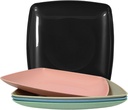 8.7 Inch Square Dinner Plates Set of 5, Plastic Picnic Plates Reusable, Square Dessert Snack Lunch Appetizer Salad Plates, Kitchen Dinnerware Dishes for Camping Party Grill (5 Colors)
