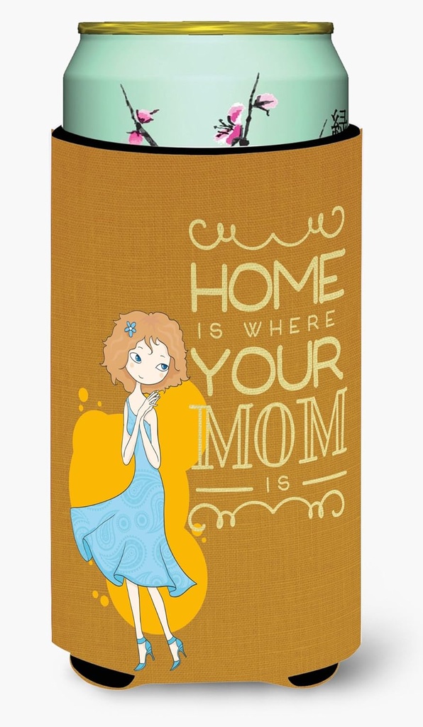 Caroline's Treasures BB5414TBC Home is Where Mom is Tall Boy Hugger Can Cooler Sleeve Hugger Machine Washable Drink Sleeve Hugger Collapsible Insulator Beverage Insulated Holder