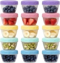 Small Food Containers with Lids for Baby Toddler 4 oz, 15 Pack Easy Open Ultra Thick Reusable Plastic Freezer Kids Food Storage Box for Snack Lunch Daycare School, Measuring, Dishwasher Safe, BPA Free