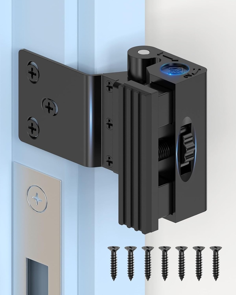 Home Inside Door Reinforcement Lock, Inward Swing Front Door Security Lock for Apartment, Hotel - Screw Mounted Stop Latch Withstands 800lbs for Extra Home Safety & Privacy (Black-1PC)