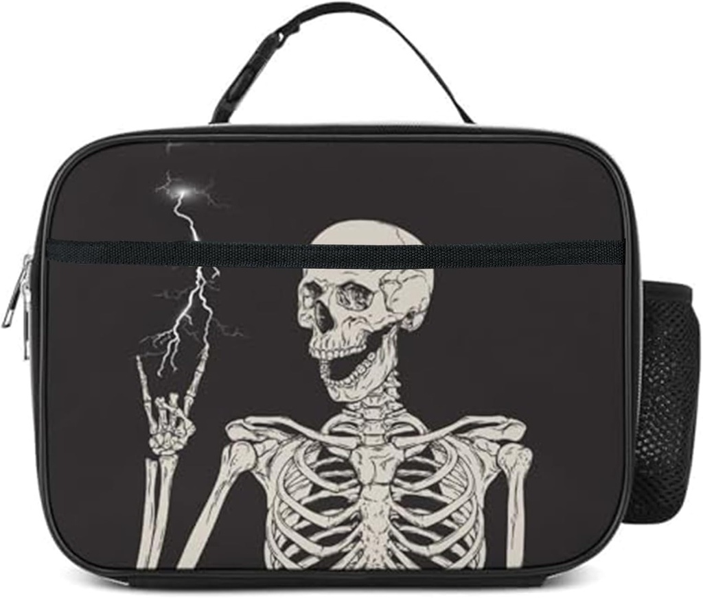 Goth Skull Lunch Bag Insulated Reusable Lunch Box Kids Girls Boys Cooler Thermal Tote Bag For Men Women School Work Picnic