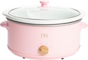 Paris Hilton 6-Quart Manual Slow Cooker, Features Three Settings (Low, High, Warm), Naturally Nonstick and Dishwasher Safe Stoneware Insert, Family Sized Capacity, Pink