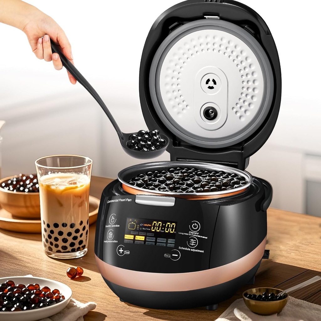 5L Boba Maker Machine Commercial Intelligent Tapioca Cooker with Even Heat Distribution, Anti-Overflow & Pressure Relief Valve, Ideal for Boba, Pudding, Sago, Taro Balls