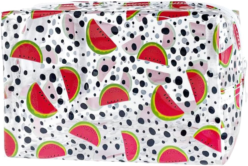 Clear Watermelon Print Waterproof Cosmetic Bag, Reusable, Suitable for Gift Collection, Portable Organizer (D1037-5)