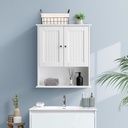 Bathroom Wall Cabinet Over The Toilet Storage Cabinet 2 Doors Wall Mounted Wood Medicine Cabinet with Adjustable Shelves for Bathroom, Kitchen, Living Room, Entryway (White)