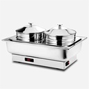 Two Pot Slow Cooker, Food Warmer and Buffet Server, 600 W, 2 x 4 Litre Cooking Pots (Color : B)