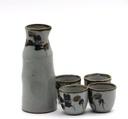 Handmade Stone Flower Pottery Sake Set Sake Wine Pot Sake Wine Cup Gift Ceramics 1 Flagon 4 Cups