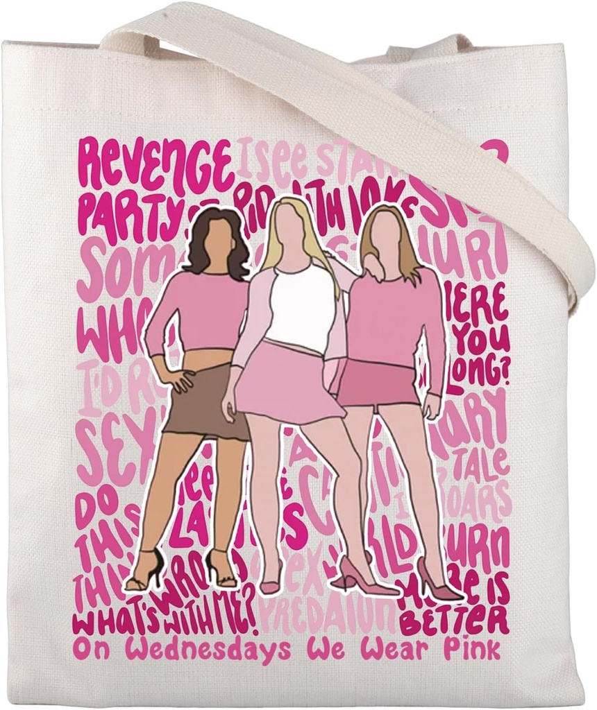 CMNIM Musical Lovers Gifts Wednesdays We Wear Pink Tote Bag Musical Theatre Gifts Musical Merchandise Reusable Grocery Bag