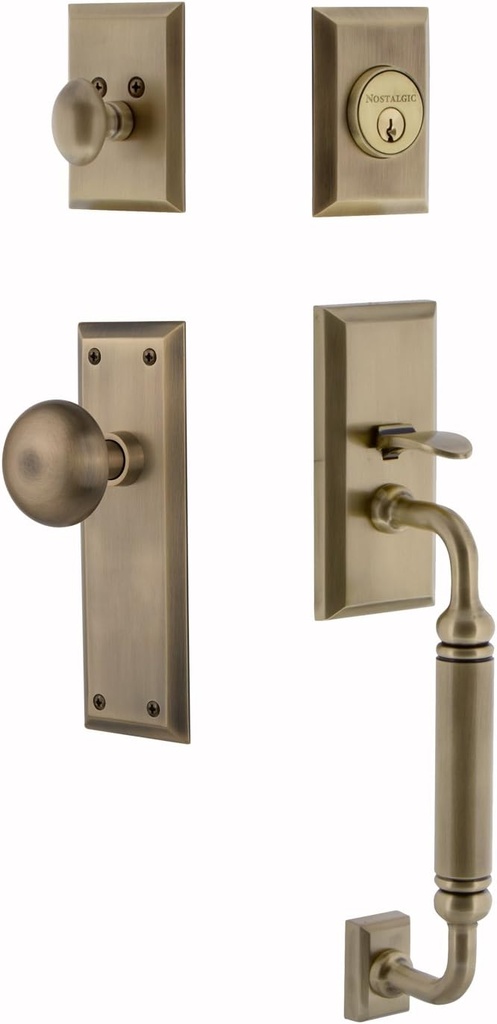 Nostalgic Warehouse New York C Grip Front Door Handle and Deadbolt Set