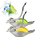 Elegant Bird-Shaped Stainless Steel Manual Lemon and Lime Juicer, Portable Citrus Extruder Gadget, Silver (2 Pieces)
