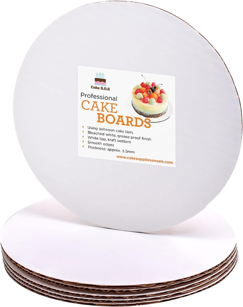 9 inch White Round Coated Cakeboard,Waxed Greaseproof, Disposable Cake Circle Base Boards Cardboard, pack of 12