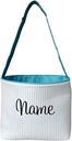 SONA G DESIGNS Personalize with a Name Seersucker Stripe Fabric Easter Basket Bucket Tote Bag - Egg Collecting