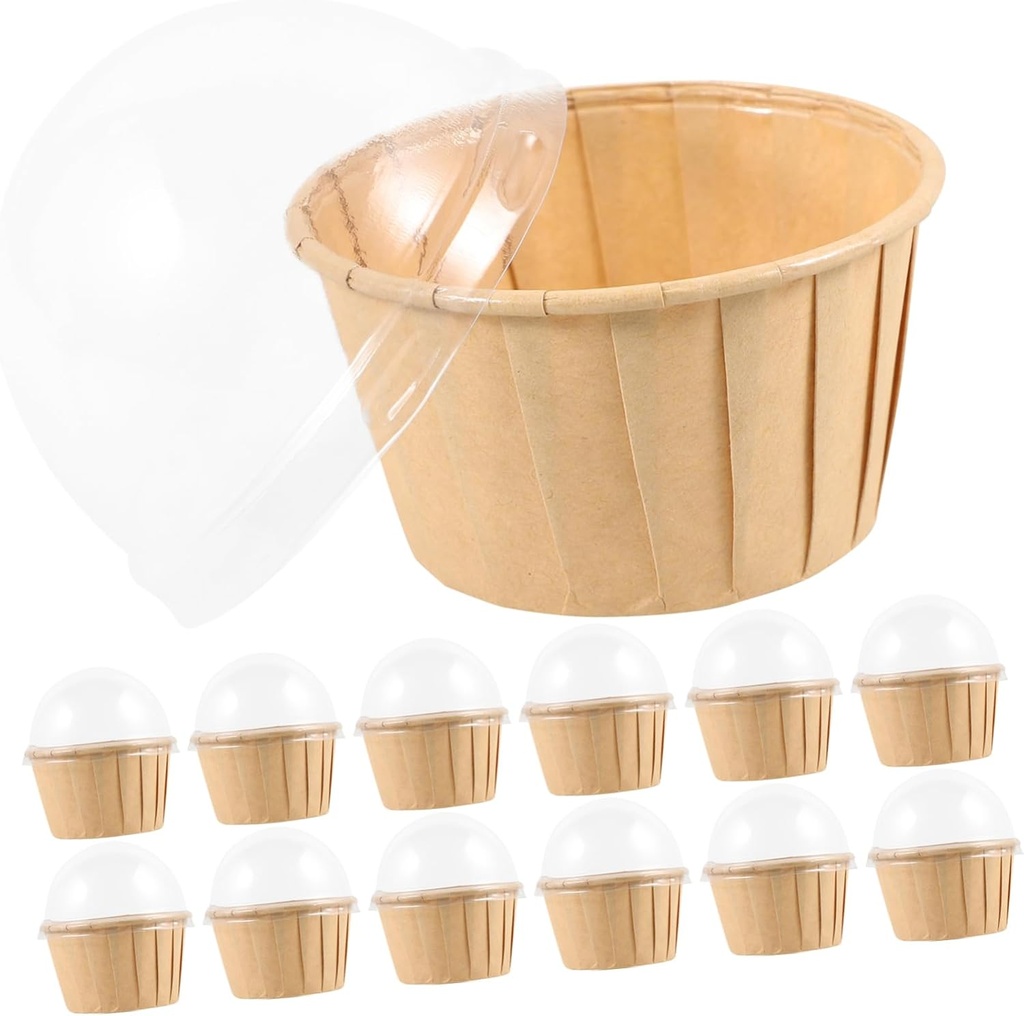 50pcs Cake Box Container Mini Muffin Cups Muffin Liners Single Cupcake Boxes Lid Cake Carriers for Dessert Shop Restaurant