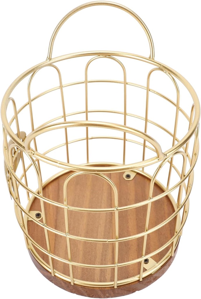 Coffee Pods Storage Organizer, Metal Wire Coffee Capsule Storage Basket with Weighted Wooden Base, Stylish Coffee Capsule Storage Organizer for Kitchen (Gold)