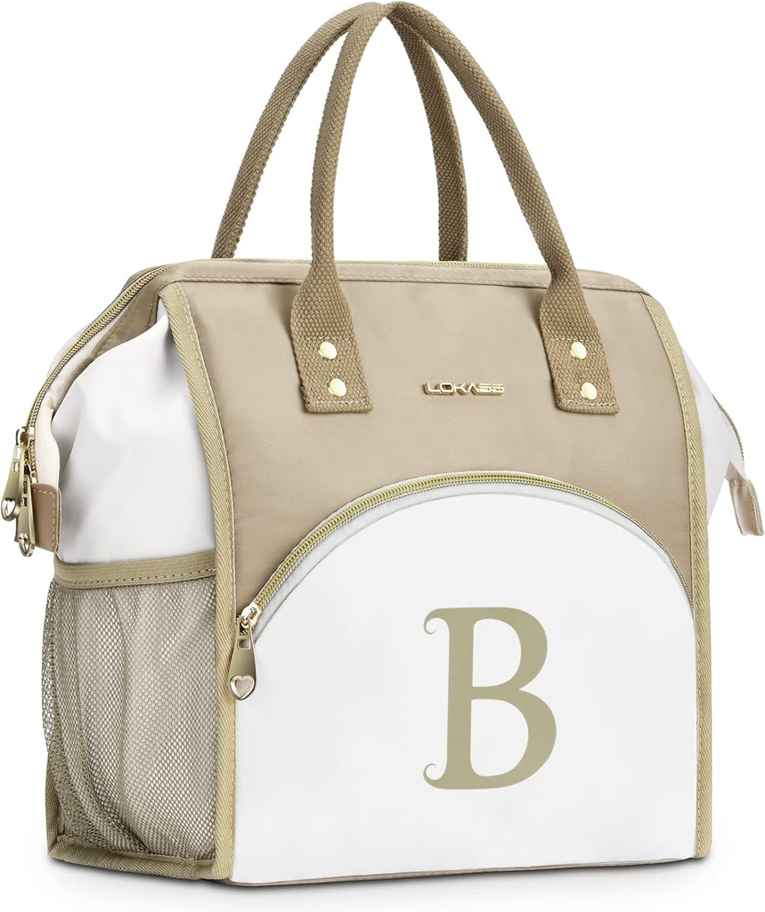 Personalized Lunch Bag for Women, Reusable Insulated Lunch Box Gift for Friend Large Wide-Open Water Resistant Adult Cooler Tote Bag for Work, Travel, Picnic - Printed B