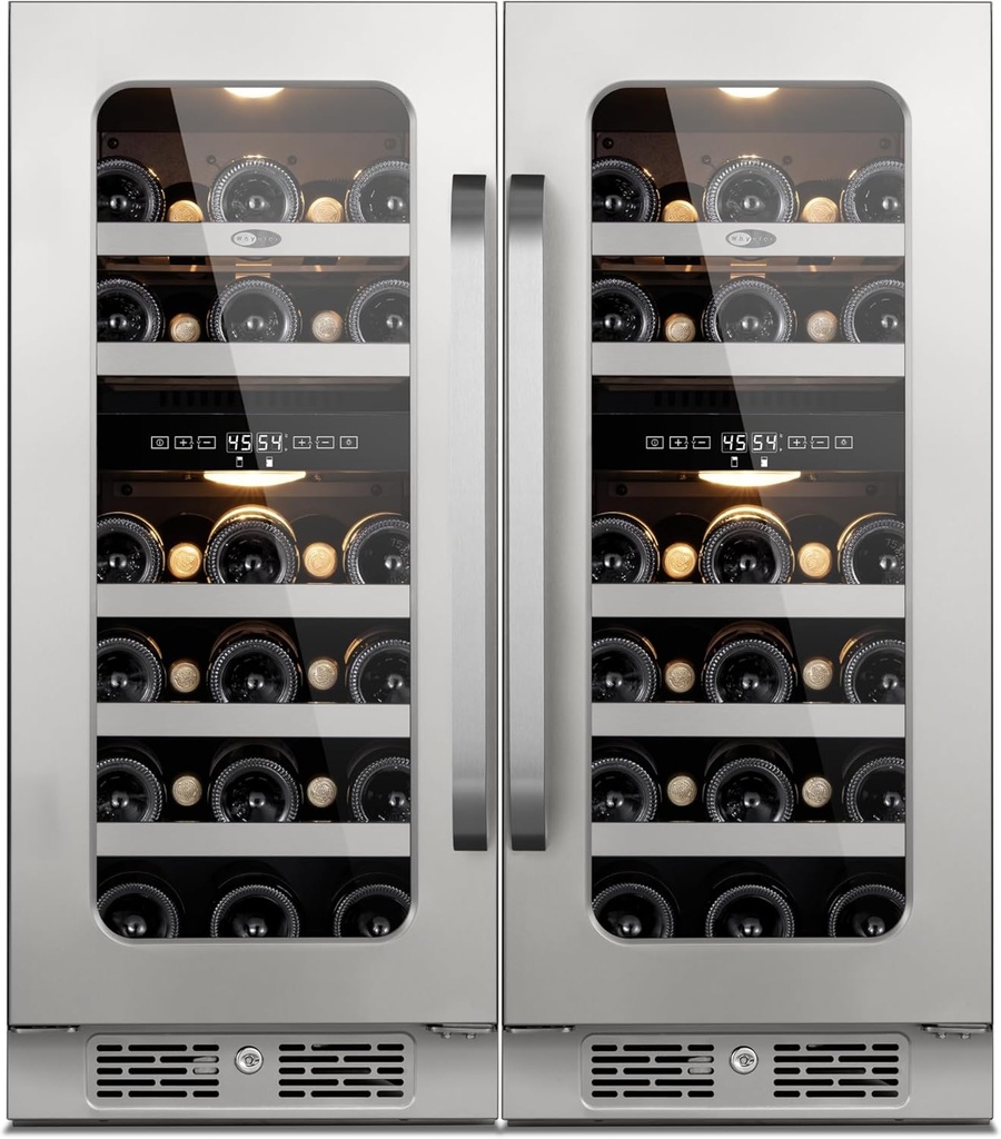 Wine Fridge Refrigerator 30 Inch Wine Cooler Bundle Built-In or Freestanding Wine Fridge with Glass Door Large Capacity Holds 58 Bottles Beverage For Home Bar Kitchen