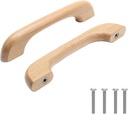 Uenhoy 10 Pcs Natural Wood Cabinet Pulls Handles Solid Wood Handles for Kitchen Cabinets and Drawers - 5" Length, 3-3/4" (96mm) Hole Spacing