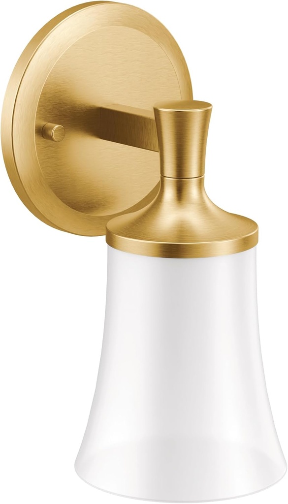Moen YB0361BG Flara 1-Light Dual-Mount Bath Bathroom Vanity Light Fixture with Frosted Glass, Brushed Gold