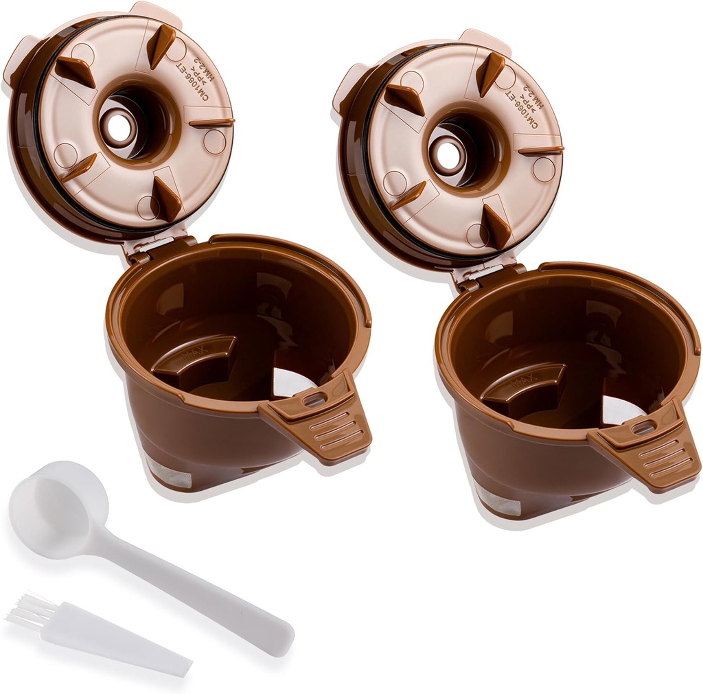 2-Pack Reusable Single Coffee Filter Capsules for Hamilton Beach FlexBrew Coffee Maker replacement parts Basket with Scoop & Brush, Models 49974 49975 49976 49979 49950 49966 49957 49954 49947 49940