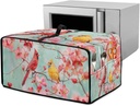 Cardinal Peach Blossom Print Toaster Oven Cover, Wooden Print Kitchen Dust-proof Cover Portable Universal Microwave Oven Dust Covers (Medium-16.1*19.71*10 inches)