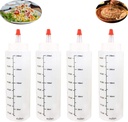 Condiment Squeeze Bottles Food Dispensers with Graduated Measurements 8 Floz 250ml and Needle-Nosed Liquid Dropper for Decorating Crafts White 4 Pack