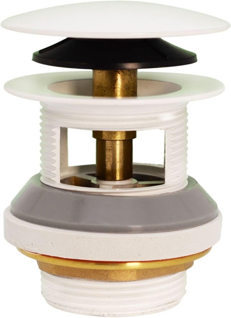 Westbrass D98R-50 Coarse Thread Tip-Toe Drain Plug use for Integrated Overflow Bathtub Trim, 1-Pack, Powder Coat White