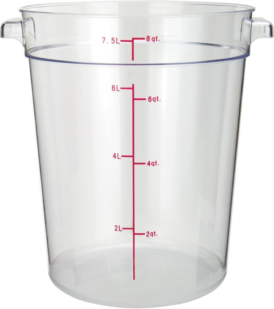 Winco Polycarbonate Round Food Storage Container, 8 Quart