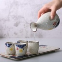 5-Piece Sake Set Quaint Snowflake Glaze Ceramic 11oz Wine Glass Set Unique Elegant Flowers Design for Cold/Warm/Shochu/Tea Best Gift for Family and Friends