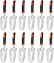HARFINGTON 12pcs Garden Hand Shovels 11.81 x 2.95 Aluminum Transplanting Trowels with Handle Garden Tools for Gardening Weeding Planting, Orange & Red