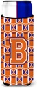 Letter B Football Orange, White and Regalia Ultra Beverage Insulators for slim cans