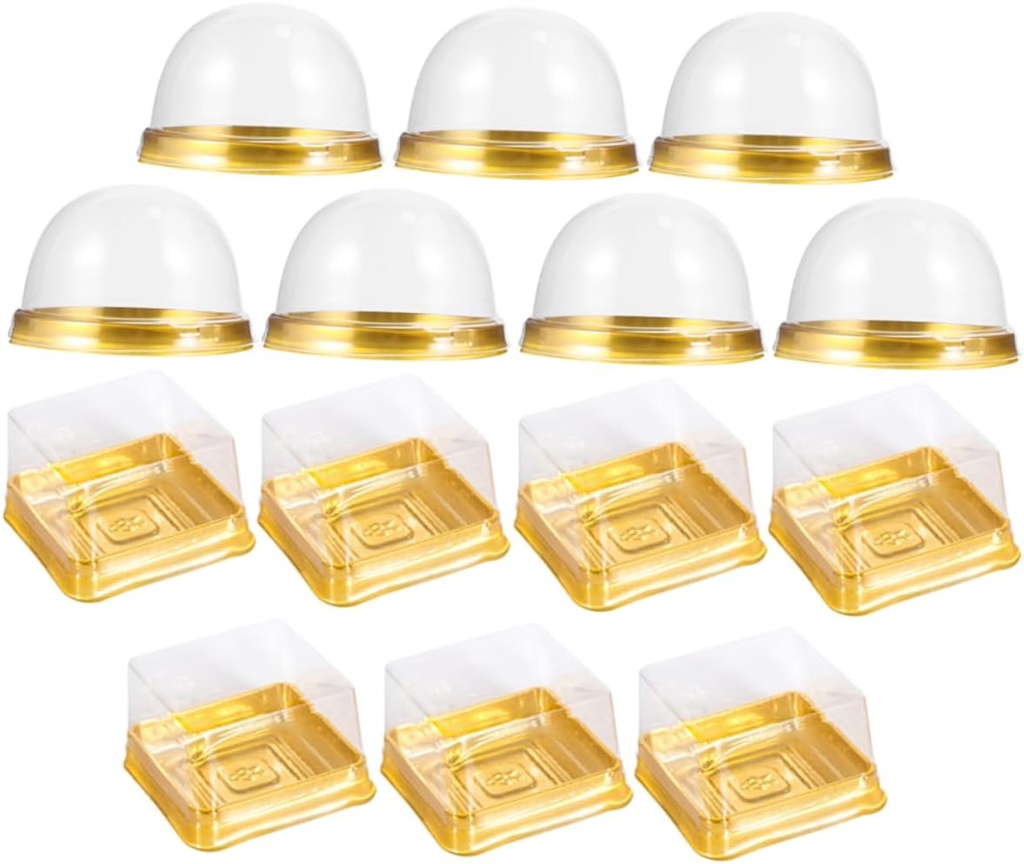 PRETYZOOM 100Pcs Individual Cupcake Containers Multi-Function Bakery Boxes Dome Lid Small Cake Packing Cases for Mousse and Treats