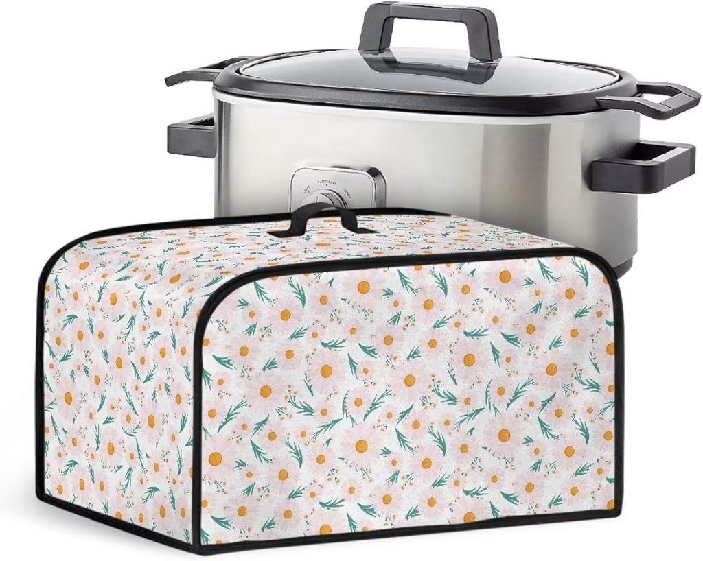 Dandelion Print 6-8 Quart Slow Cooker Cover Oval Small Appliances Covers Water Resistant Stain Resistant Machine Washable Easy to Use