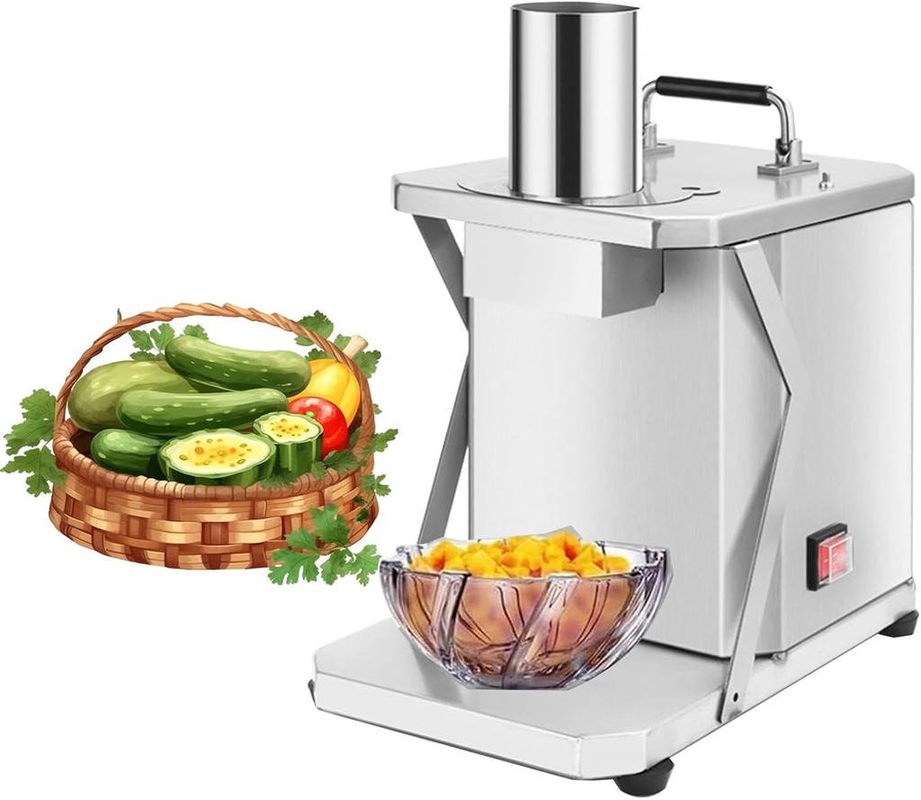 200W Electric Vegetable Chopper Dicer,Shredder, and Cutter Automatic Food Processor with 6/8/10/12/15mm Cube Die,for Onions, Carrots, Cucumbers, Diced Ham, Potatoes