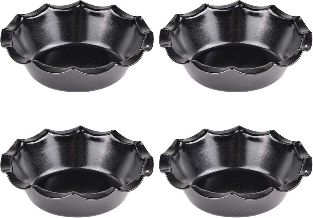 Webake Mini Pie Pan Set of 4, Nonstick 5 Inch Pie Plate Baking Dish with Ruffled Edge, Individual Round Bakeware Pie Tins for Toaster Oven Air Fryer Insta Pot