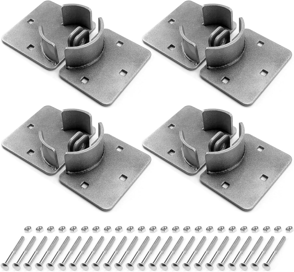 QWORK Puck Lock and Hasp, 4 Pack High Security Steel Hidden Shackle Keyed Alike Padlocks with Keys for Trucks, Gates, Vans and Vending Machines