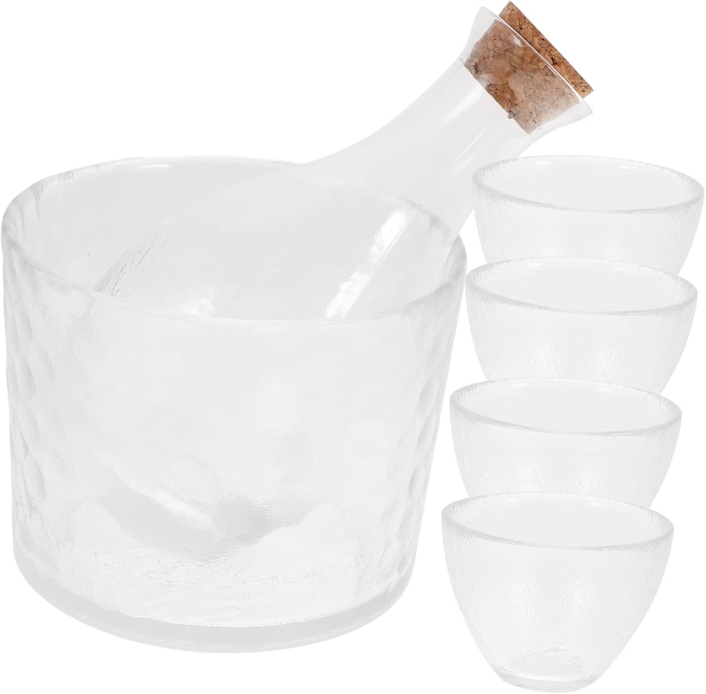 Zerodeko 1set Creative Hand-painted Sake Glass Set Dispenser and Storage Pot Elegant Japanese Design for Home Use for Sake Lovers and Special Occasions