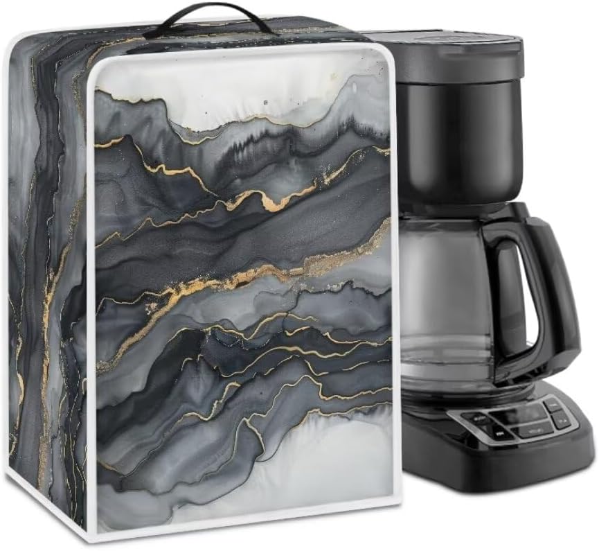 GOSTONG Coffee Maker Cover with Durable Handle Marble Print Coffee Bread Stand Mixer Cover Compatible with Kitchen Aid Mixer Kitchen Appliance Dustproof Cover
