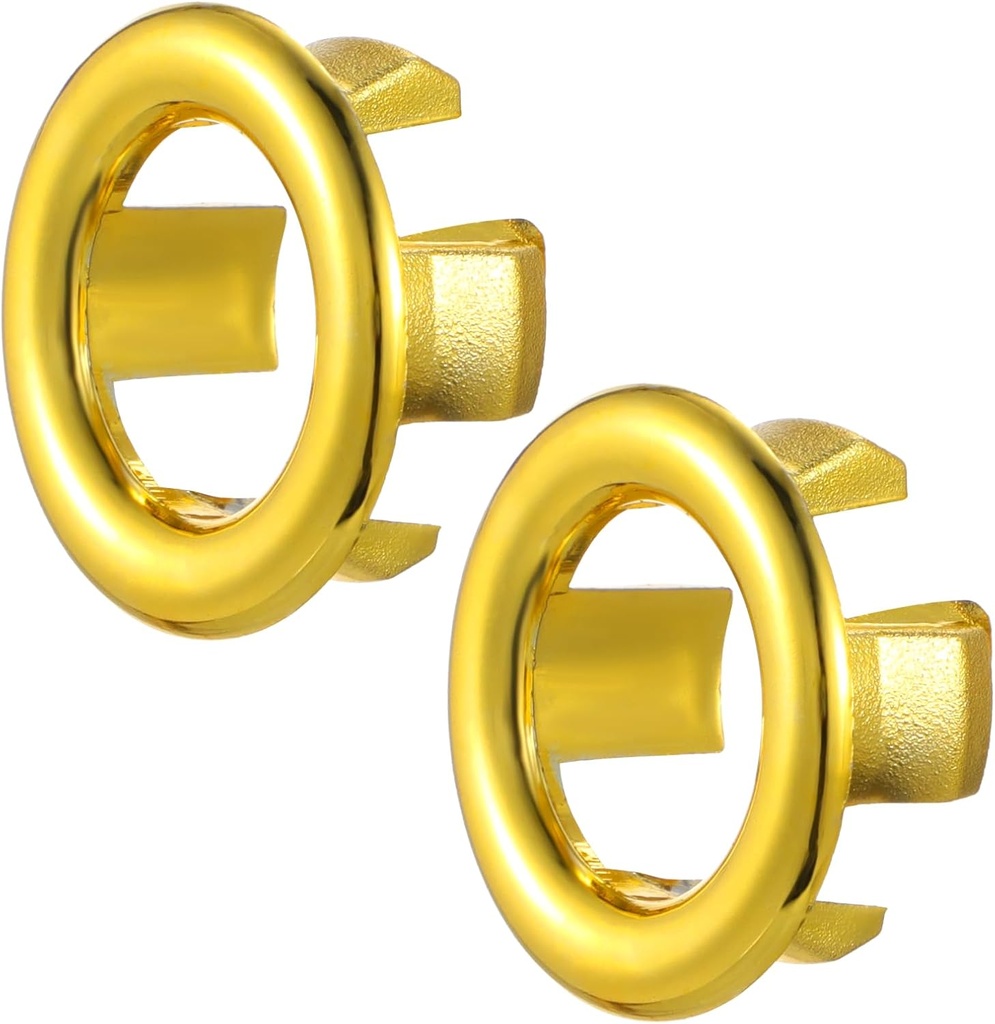 2Pcs Sink Overflow Ring Bright Gold Kitchen Bathroom Sink Basin Overflow Cover Hole Insert Cap Bathroom Accessary for Kitchen Basin Wash Basins