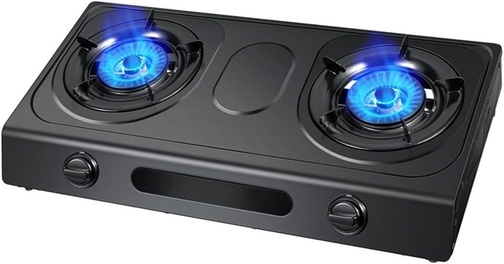 Gas Stove 2 Burners,16377 BTU Desktop Stainless Steel Gas Cooktop,Flameout Protection,Easy to Clean,Suitable for Home and Commercial Use, LPG, 18648