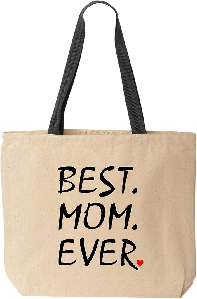 Best Mom Ever Tote Bag Love Reusable Grocery Shopping Office Natural Cotton Canvas