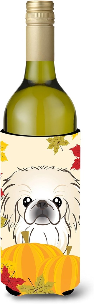 Caroline's Treasures BB2027LITERK Pekingese Thanksgiving Wine Bottle Hugger Bottle Cooler Sleeve Hugger Machine Washable Collapsible Insulator Beverage Insulated Holder