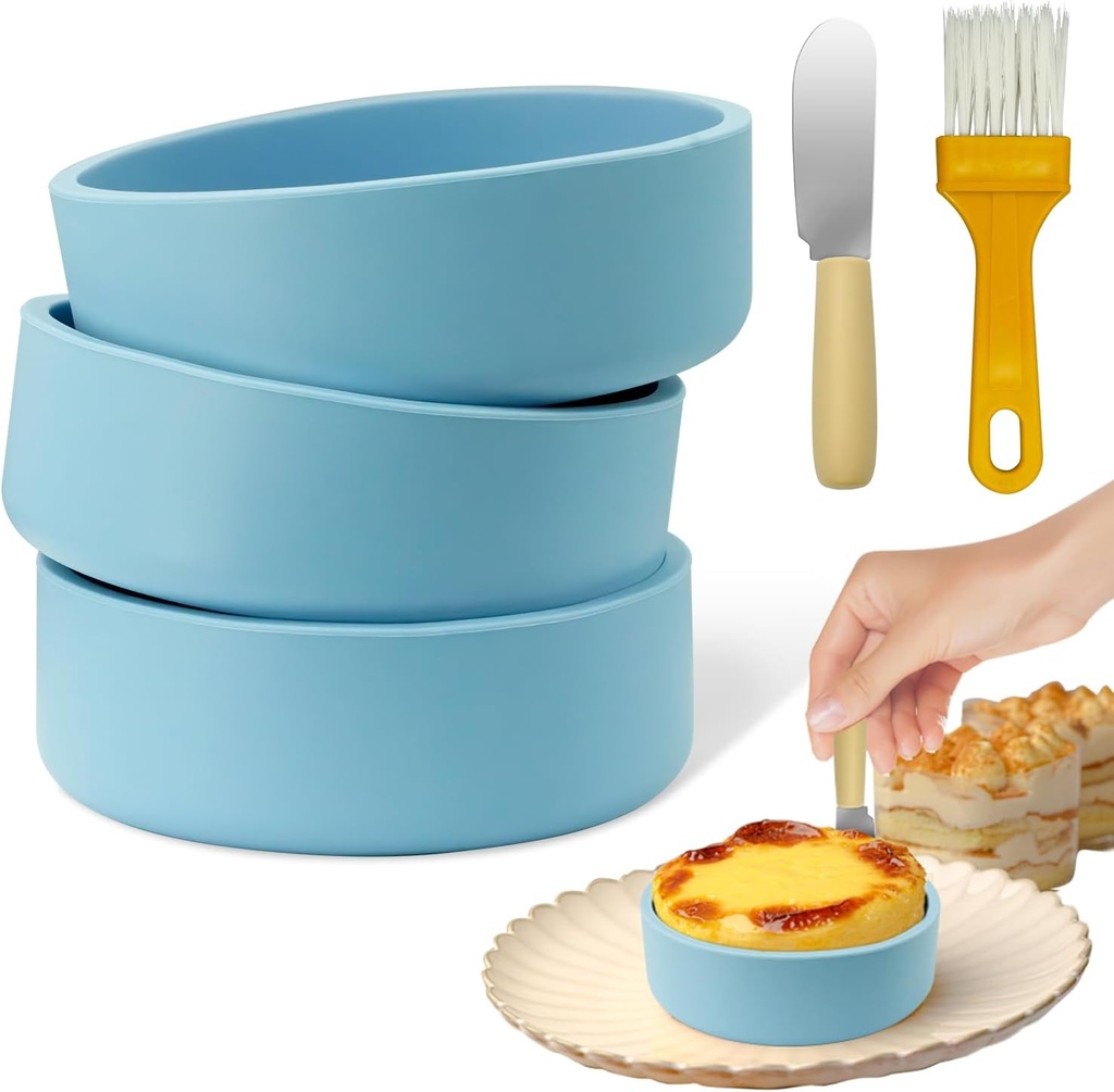 Blue Silicone Air Fryer Egg Mold 3 Pack - Reusable Egg Bite Maker for Air Fryer, Oven & Microwave, BPA Free, Dishwasher Safe, Non-Stick Breakfast Accessories, Individual Microwave Egg Cooker