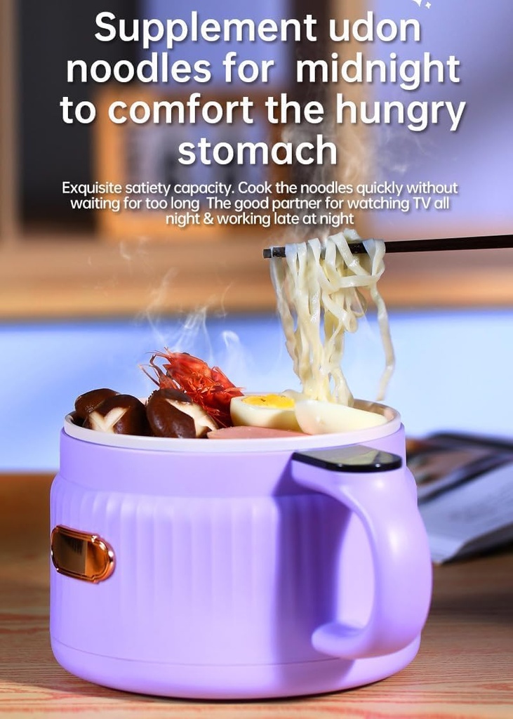 Mini Electric Hot Pot, 1.6L Non-Stick Portable Travel Cooker, Multi-Function Pot for Ramen, Steak, Over-Heating Protection, Boil Dry Protection, for Cooking Ramen, Fry Eggs Green