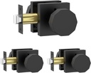Amerdeco 3 Pack Privacy Door Knobs Matte Black Door Knobs Interior Heavy Duty Bedroom and Bathroom Door Locks Square Base Round Door Knob AM0026