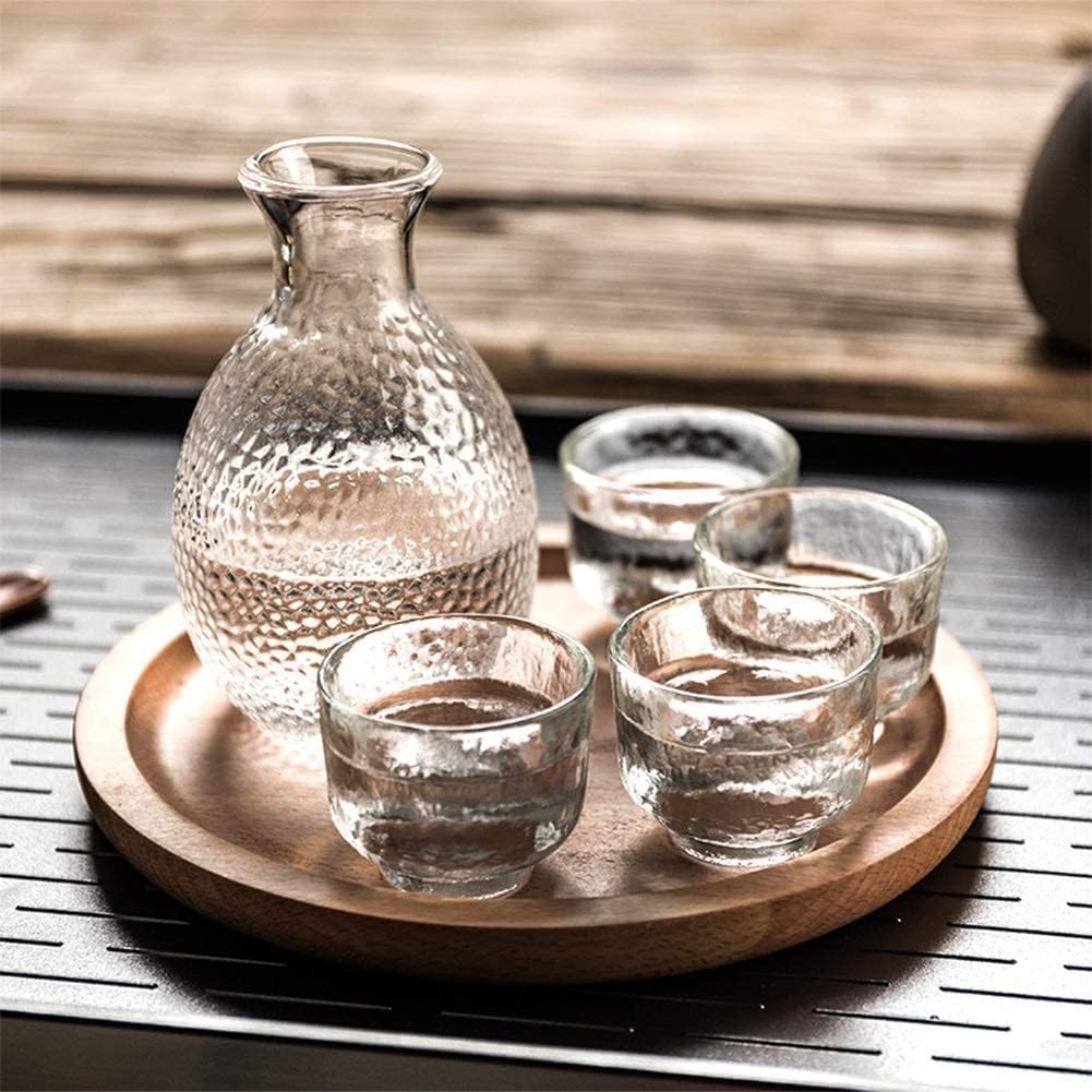 Sake Set of Cup Set,Ceramic Cups, Crafts Wine Glasses,5 Piece Japanese Style Glass Crafts